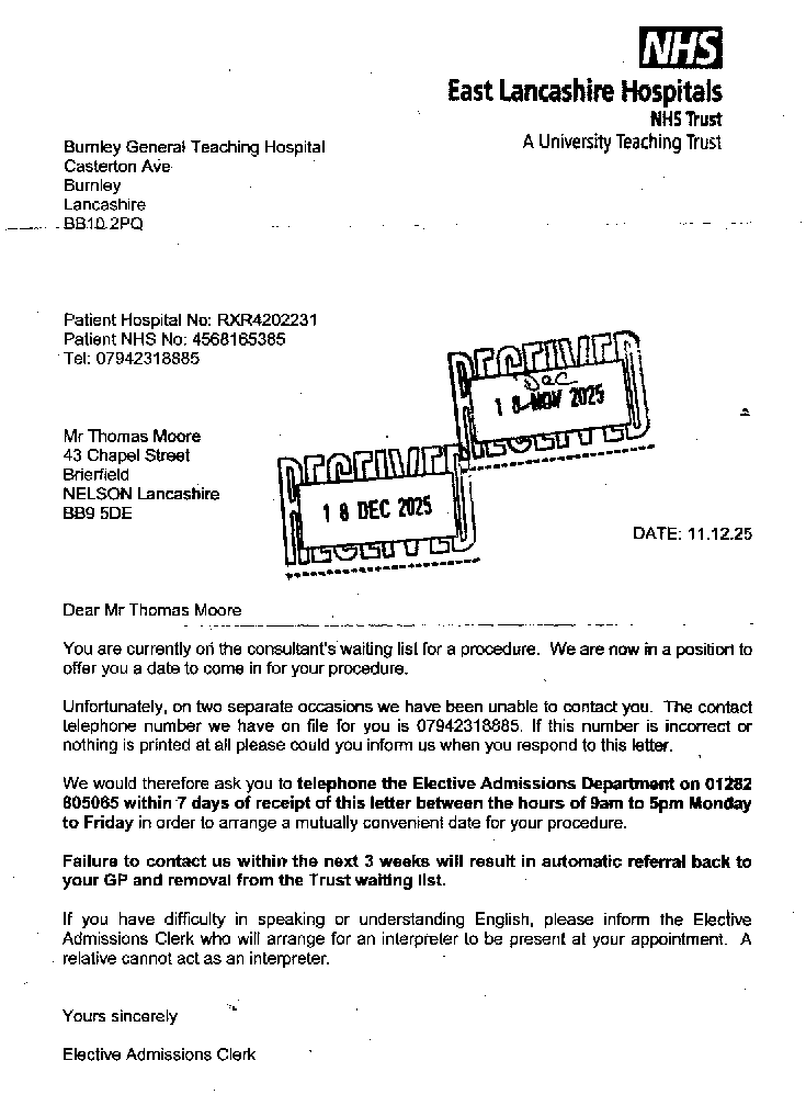 Burnley DGH 11 December 2025