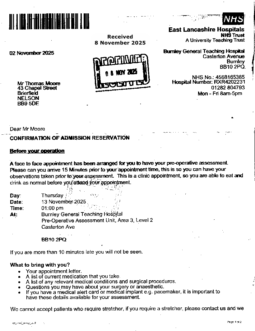 Burnley DGH 2 November 2025, page 1